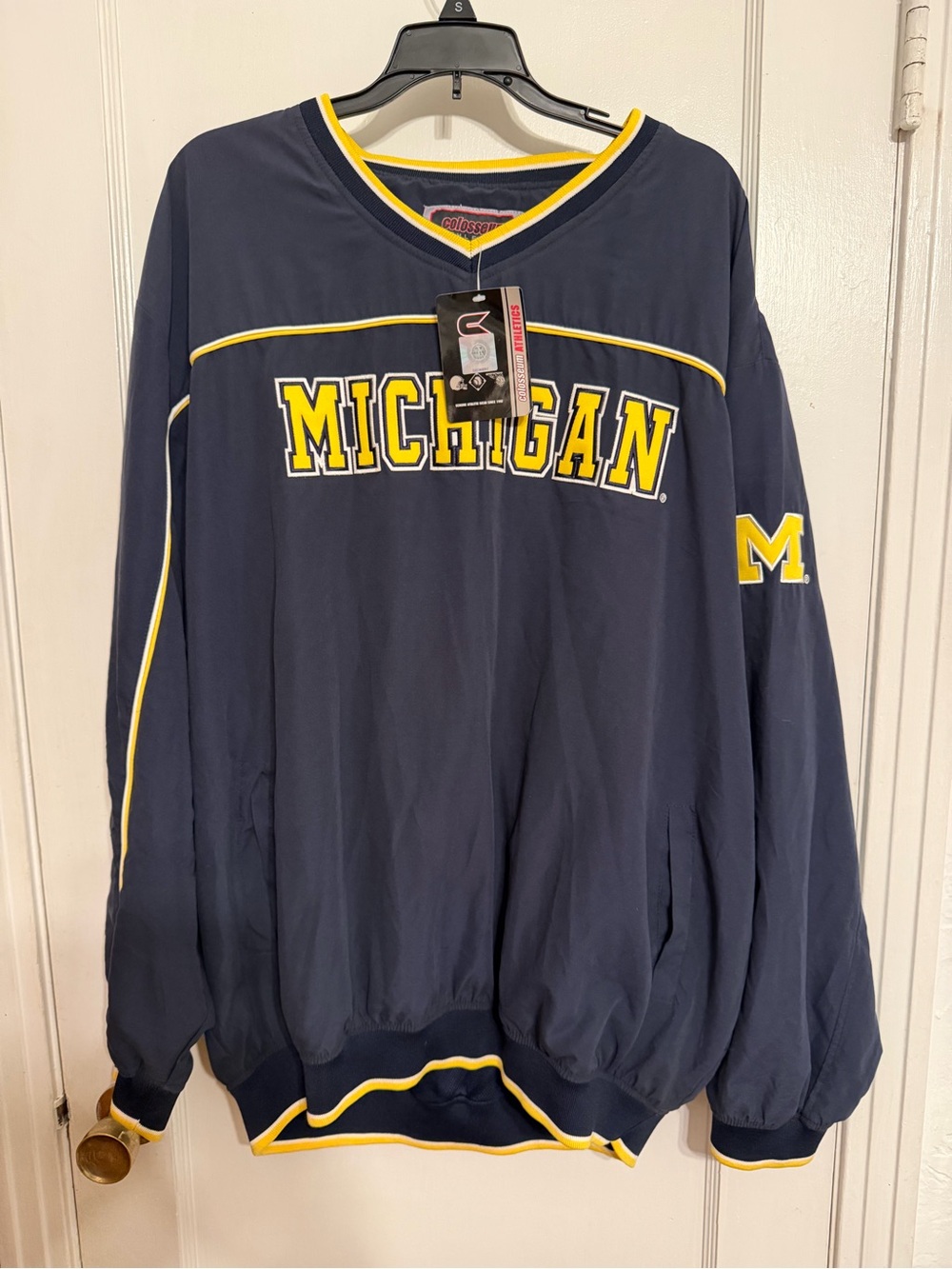 Colosseum Michigan Navy and Yellow V-Neck Sweater